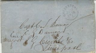 Great Britain 1858 Stampless Cover,  With Letter,  U.  S.  Consulate,  Queenstown