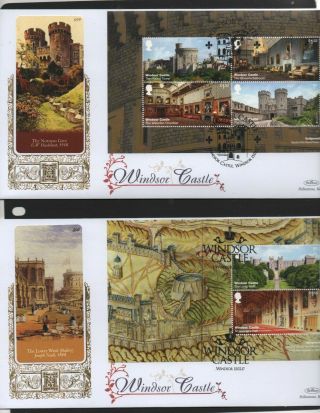 Gb 2017 Benhams Gold Fdc Windsor Castle Booklet Panes Windsor Postmark Stamps X4