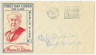 1929 Fdc,  654,  2c Electric Light Jubilee,  A.  C.  Roessler Cachet - 2nd Day