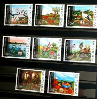 1974 Full Set Of 8 Poland Stamps - Environmental Protection - Pc/nh