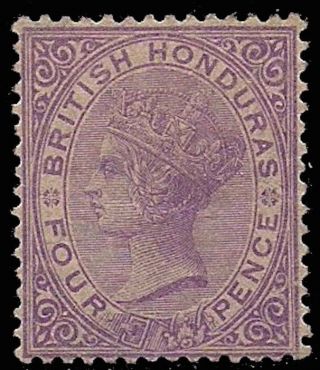 British Honduras Stamps 1882 Qv 4d Mauve Wmkca (sg 20) Mlh £95