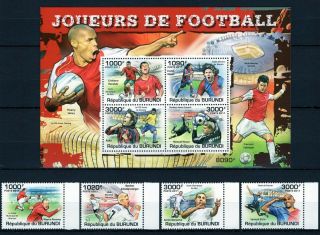 Burundi 2011 Joueurs De Football Ronaldo Messi Soccer Henry Stamps M/s,  4 Mnh