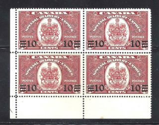 Canada Special Delivery Margin Block Of 4 Scott E9 Vf Nh (bs13403)