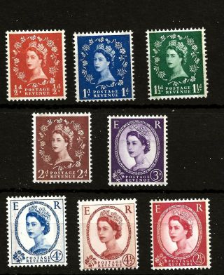 1959 (12a) Sg599 - 609 Wildings 3rd Graphite Set Of 8 Unmounted