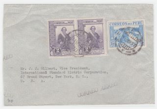 Peru 1937 Lima Post Mark Airmail Cover Manuel De Amat Museum Us York City