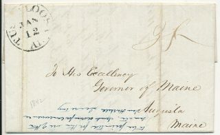 1842 Tuscaloosa Alabama Stampless Cover Tgovernor Of Maine Interesting Letter