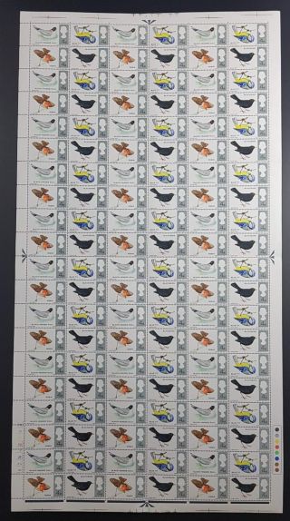 Gb British Birds 1966 Full Sheet Of 120 Phosphor,  Mnh Sg696 - 699
