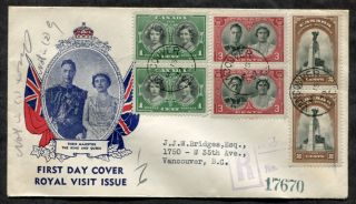P354 - Fdc Cover 1939 Royal Visit.  Local Registered