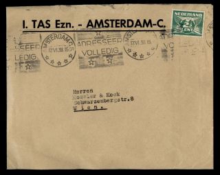 Dr Who 1938 Netherlands Amsterdam Slogan Cancel To Austria E70914
