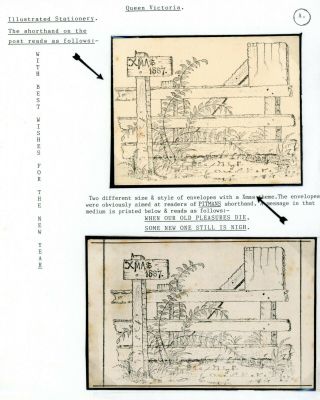 Xmas 1887 Private Hand Drawn Envelopes (2) (au066)