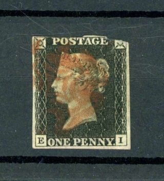 1840 Penny Black Fault At Top (b527)