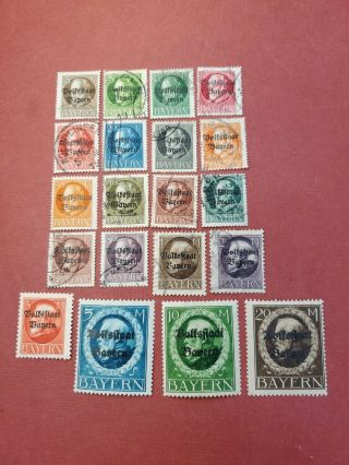 1919 German States,  Bavaria Kliii Overprint Postage Sc 136 - 155 (20) Set Mhog&used