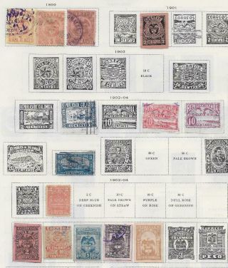 14 Colombia Stamps From Quality Old Album 1899 - 1904