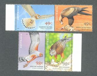 Australia - Birds Of Prey Mnh Set - Kestrel - Eagle - Harrier Goshawk - 2001