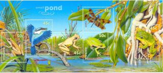 Australia - Pond Life - Min Sheet Mnh (1913) Frogs - Birds - Dragonfly