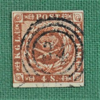 Denmark Stamp 1857 4 Sk Brown Sg 15 (t20)