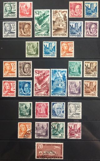Germany: Allied Occupation 1947 - 1949 Wurttemberg Issues Mnh &