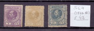 Suriname 1873 - 1888.  Stamp.  Yt 5,  6,  7.  €47.  00