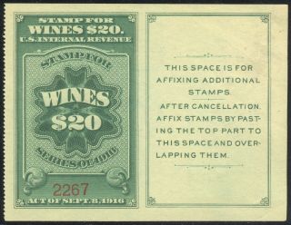 Re56 Wine $20 Cordials Stamp With Adjoining Tab Cv$125 Mnh