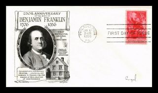 Dr Jim Stamps Us Ben Franklin 250th Birth Anniversary Fdc Cover Scott 1073