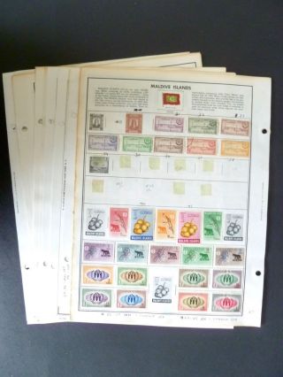 Maldive Islands Over 340 Stamps Mh & On Album Pages High Cv