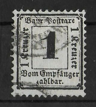 Bayern Germany 1870 - 1871 Postage Due 1 Kr Black Michel 2 Cv €1000