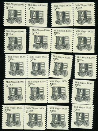 Us 2253 5¢ Milk Wagon 1900s 20 Stamps Nh Mnh