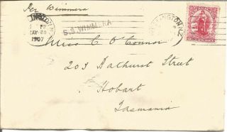 Maritime Mail Cover Posted On Board Ss Wimmera To Wellington 30 May 1907 U650