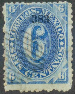 Bw854.  Mexico.  1882 - 3.  Foreign Mail.  Numeralito.  6c Blue.  Veracruz.  383.  Tay Ve - 1/43.