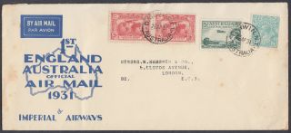 1931 Australia To London,  England Imperial Airways Ffc; Enclosure