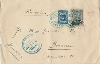 Colombia Scadta Aimail Cover Barranguilla 1927 To Bremen (missing Part Backflap)