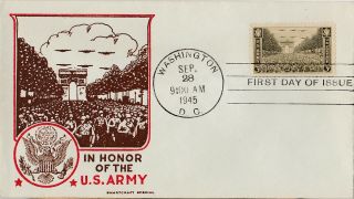S21.  2029 Fdc 1945 United States Army Day Smartcraft 3 Cent Army Stamp