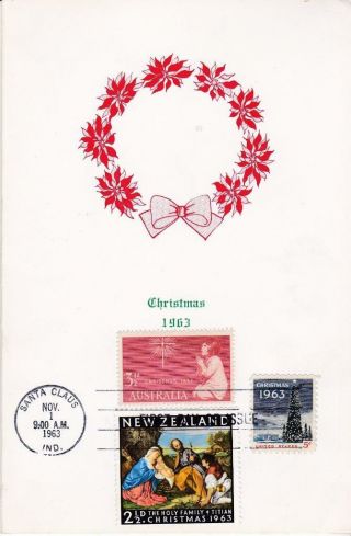 First Day Card,  Sc 1240,  Christmas,  Combo Aust 306,  Nz 359,  1963