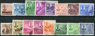 North Borneo 1950 1c - $5 Sg 356 - 370 (cat.  £150)