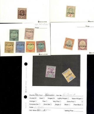 Grenada,  St Lucia,  British Honduras,  Old (hinged) Stamps W/specimen Overprin
