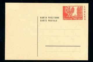 Poland 1945 Germany Pow Lubeck Post Card Fi Cp1c.  Expertized Korszeń.