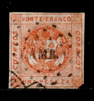 Peru: 1860 Classic Era Stamp Scott 10 Cv $42.  50 Sound