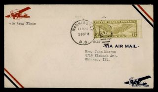 Dr Who 1934 Washington Dc Army Plane Airmail To Chicago Il E50077