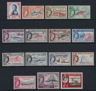 Turks & Caicos 1957 Set Of 15 - Fresh Hinged £120