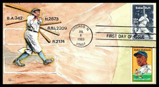 2046 Babe Ruth Baseball Combo W Robinson Ham Louis Hamilton Hand Painted Cachet