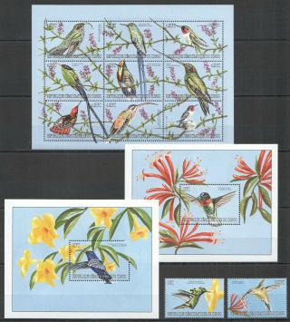 V1019 Congo Flora & Fauna Birds Colibri 1kb,  2bl,  1set Mnh
