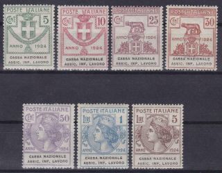 Italy 1924 Franchise / Parastatali Set 7v C.  N.  A.  I.  L.  Vlh / Vf T18668