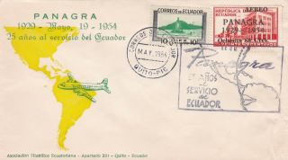 Ecuador 1954 Panagra 25 Years Anniversary Cover Vgc