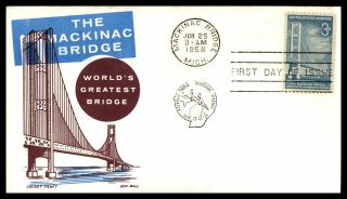 Mayfairstamps 1958 Us Fdc Worlds Greates Bridge Mackinac First Day Cover Wwb_392