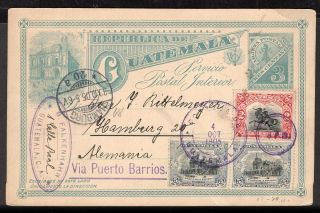 Guatemala To Germany Ps Stationery Postal Card 1905 To Hamburg