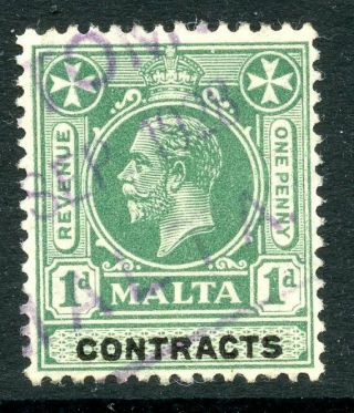 Malta 1926 Gv 1d Contracts Revenue Fiscal Duty Tax
