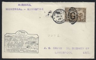 1929 Canada First Flight Cover Montreal To Kingston - Slogan Cancel