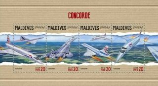 Maldives - 2018 Concorde Plane - 4 Stamp Sheet - Mld18315a