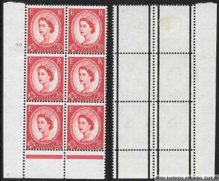 Gb 1959 2½d Cylinder Block Of 6,  Graphite Lines,  Cyl.  49 No Dot.