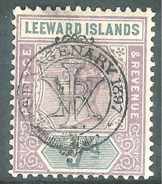Leeward Islands 1897 Jubilee Mauve/slate 7d Crown Ca Sg14